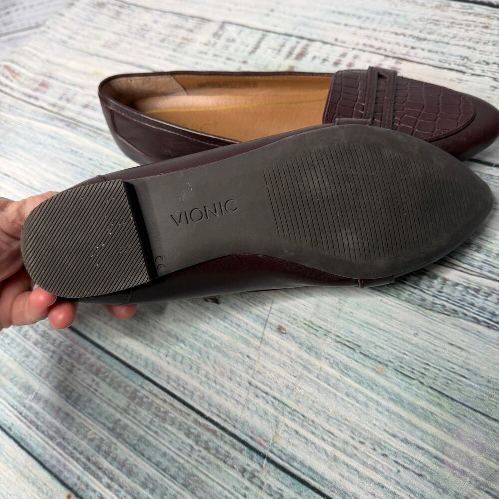 Vionic Savannah Loafers Womens 6.5 Brown Leather Croc Comfort Flats - Picture 4 of 5